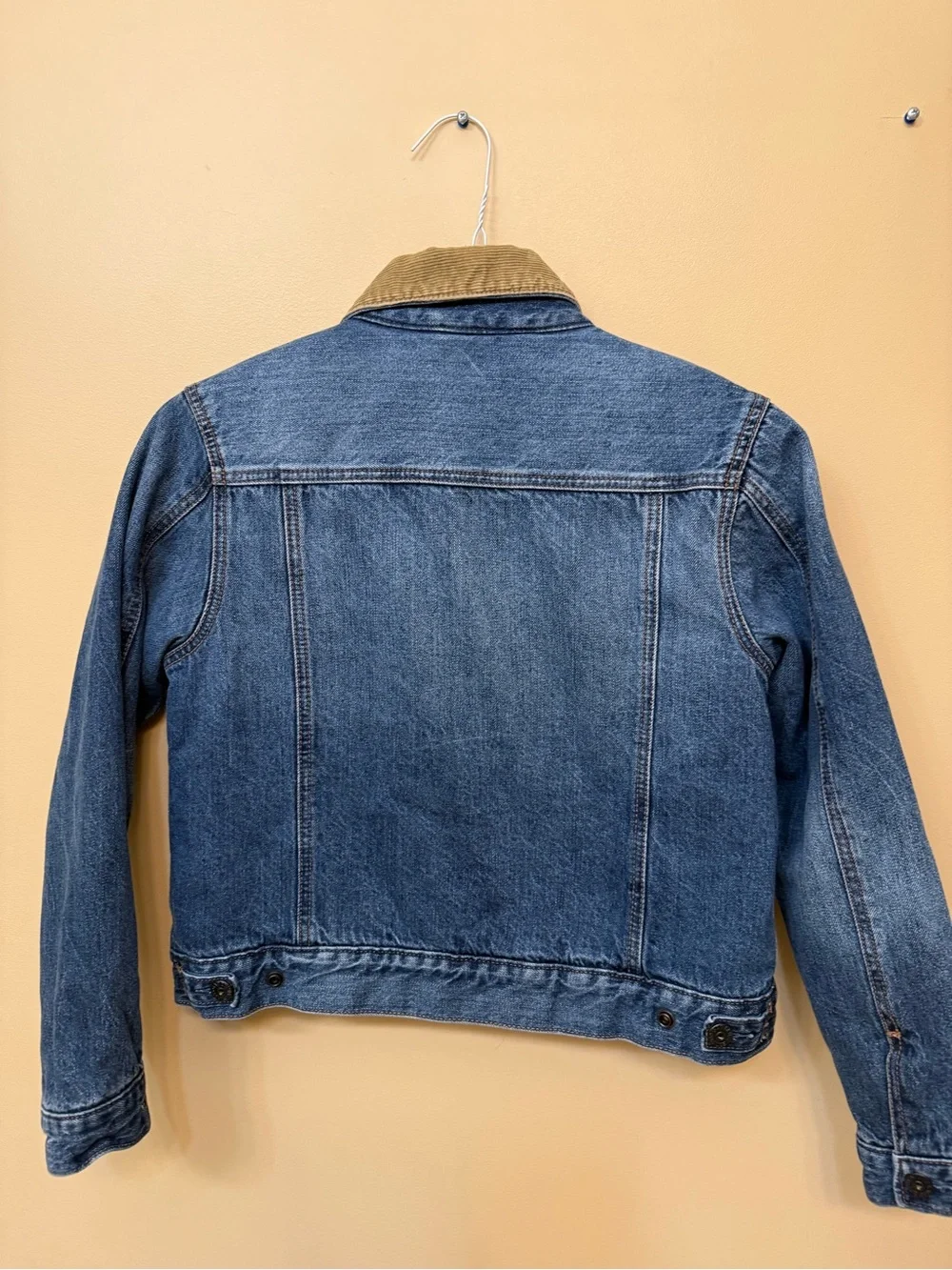 GAP Blue Denim Jacket with Tan Corduroy Collar